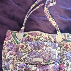 Vera Bradley Floral Shoulder Bag in Purple and Cream